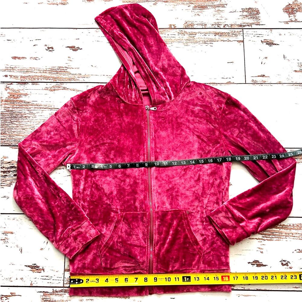 Burgundy Velour Tracksuit Set Women's M Y2K Zip Hoodie & Pants - Picture 11 of 17
